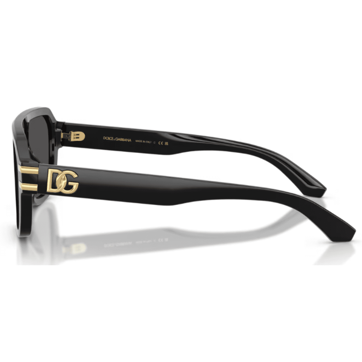 DOLCE GABBANA 4507 50187 27 shield unisex black gold front sunglass culture (2) side