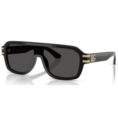 DOLCE GABBANA 4507 50187 27 shield unisex black gold front sunglass culture online store