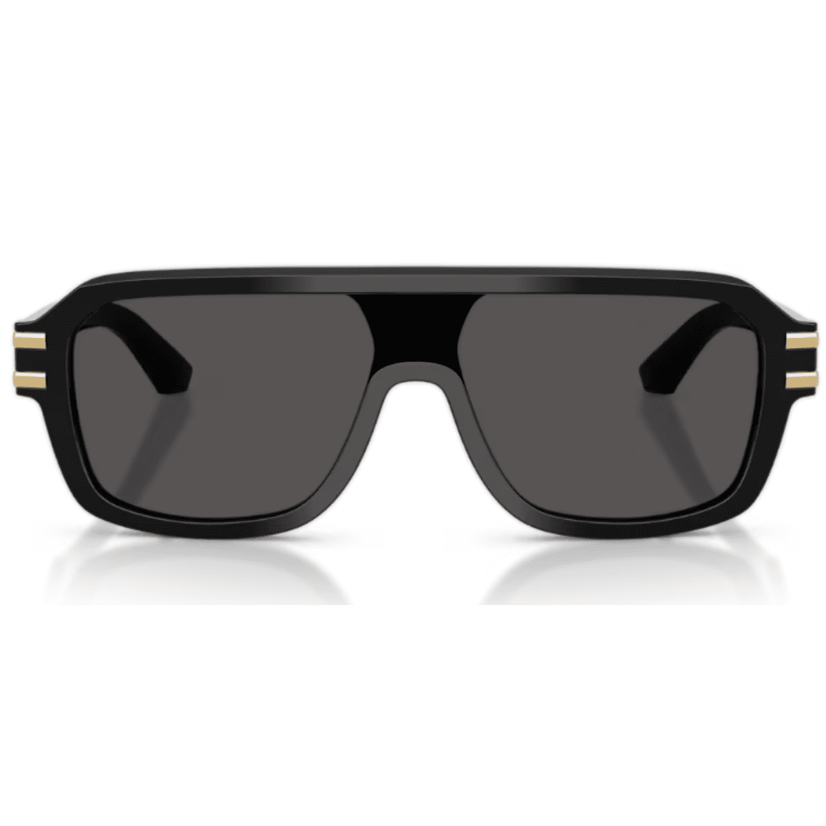 DOLCE GABBANA 4507 50187 27 shield unisex black gold front sunglass culture front