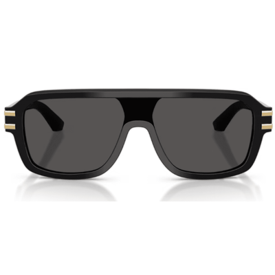 DOLCE GABBANA 4507 50187 27 shield unisex black gold front sunglass culture front