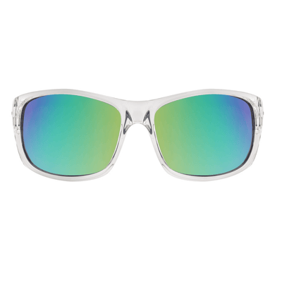 Dirty Dog Shock 53509 Clear Crystal Green Fusion Mirror Polarised mens wrap sunglass culture front