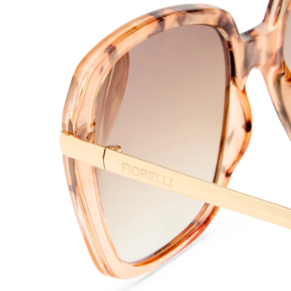 FIORELLI JAMIE 2547323 ROSE HAZEL BRowN GRAdient oversize square ladies classic sunglass culture coomera temple detail