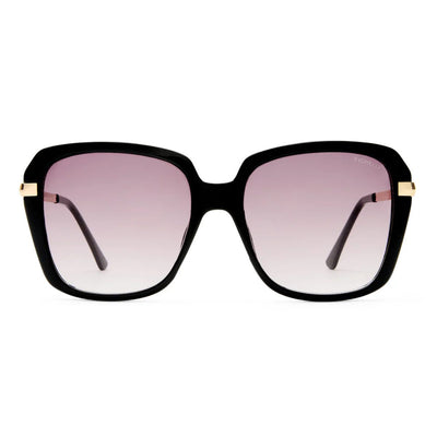 Fiorelli Jamie FIO2547322 Black Gold Warm Smoke Gradient Lenses large oversized square metal sunglass culture coomera online