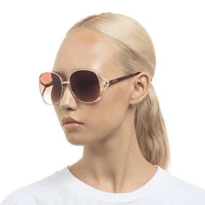 Fiorelli MORGAN 2447320 GOLD BROWN metal large oversize square womens sunglass culture side model