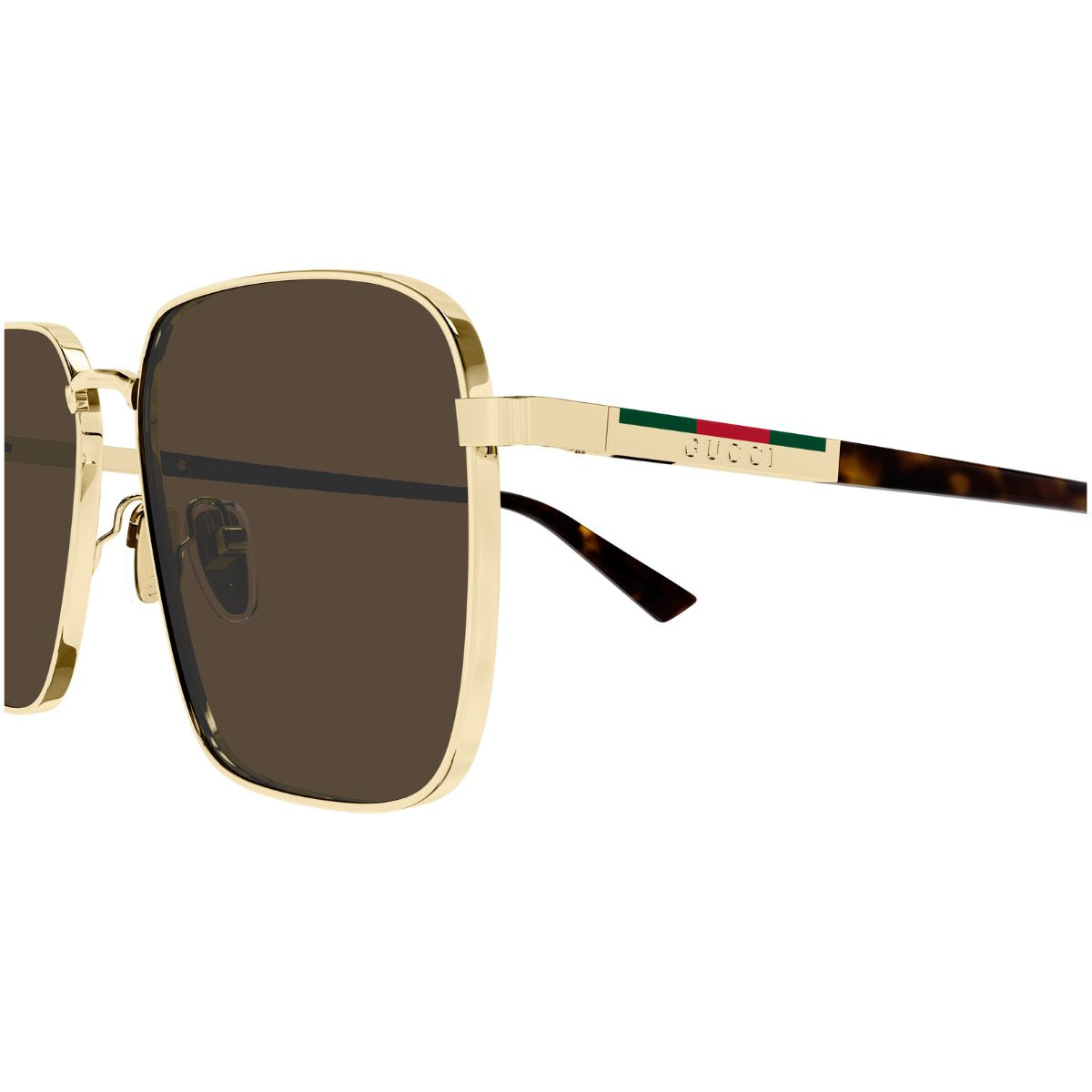 GG1965SK 002 gucci gold brown tort metal square sunglass culture coomera detail stripe logo classic