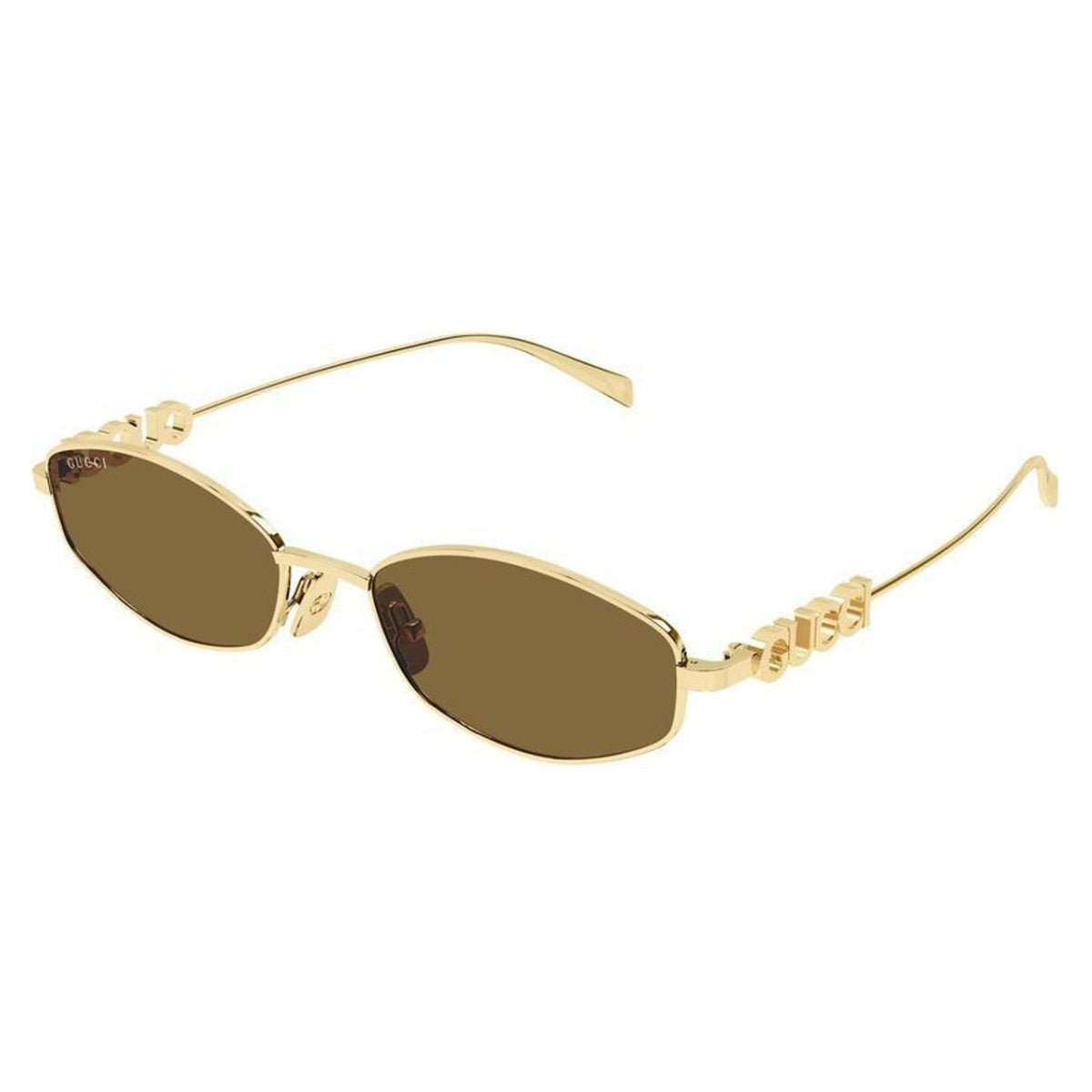 GUCCI 1802S 005 GOLD BROWN logo metal arms lettering Sunglass Culture Luxury sunnies store online gold coast Coomera side