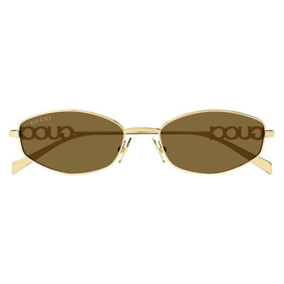 GUCCI 1802S 005 GOLD BROWN logo metal arms lettering Sunglass Culture Luxury sunnies store online gold coast Coomera