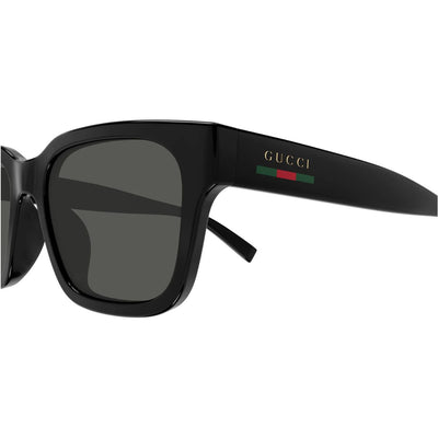 GUCCI GG1857 SK001 black rectangle unisex sunglass culture coomera detail stripe green red classic