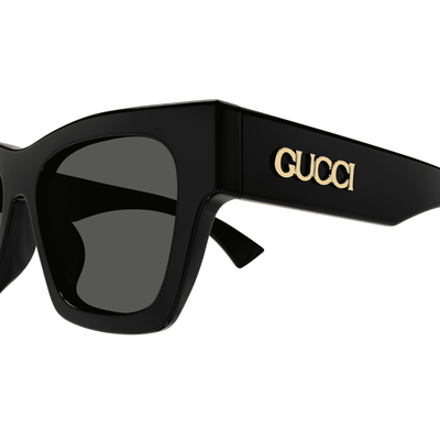 Gucci GG1835S 001 black grey unisex square sunglass culture side temple logo