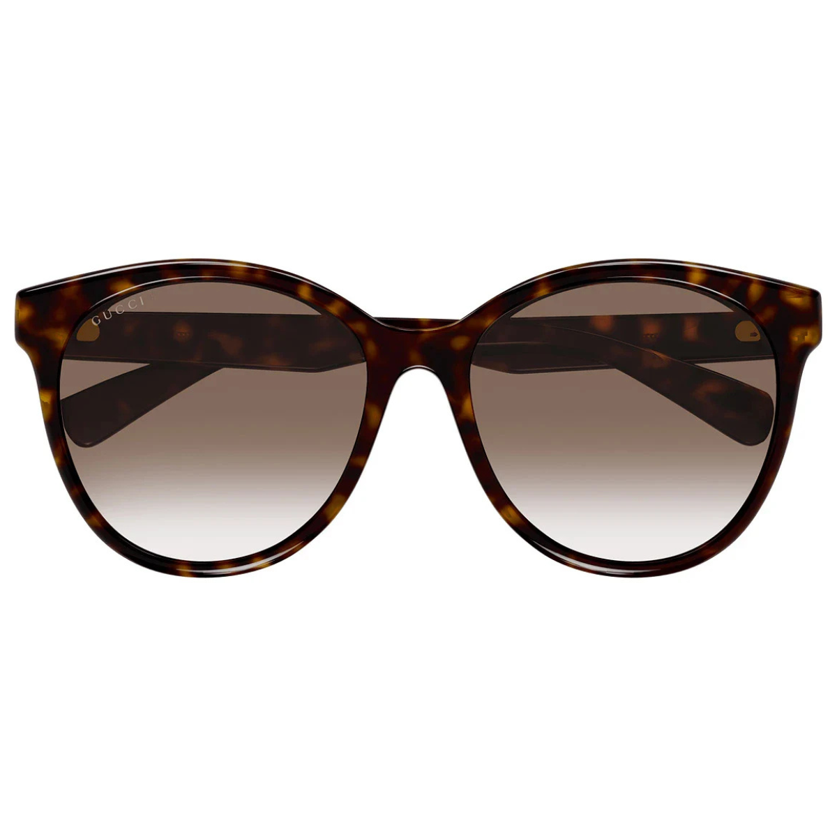 Tortoiseshell sunglasses with gradient lenses on a white background