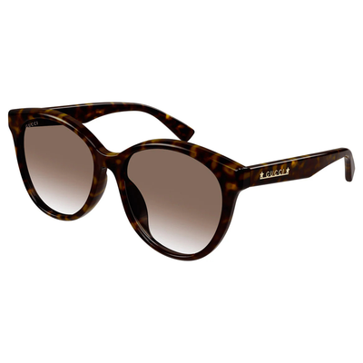 Tortoiseshell sunglasses with brown gradient lenses on a white background