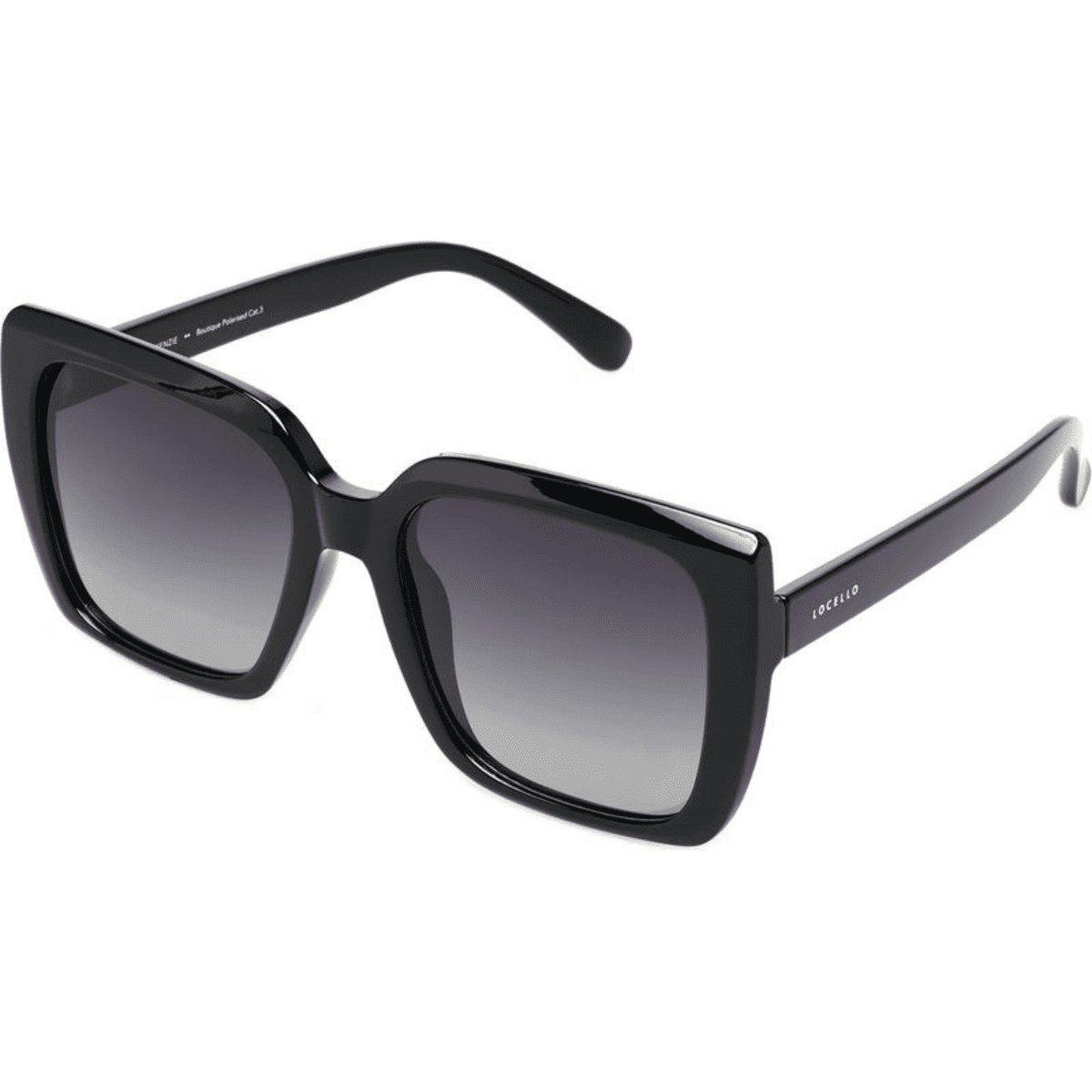 LOCELLO 3908B MACKENZIE oversized square womens black sunglass culture side glossy