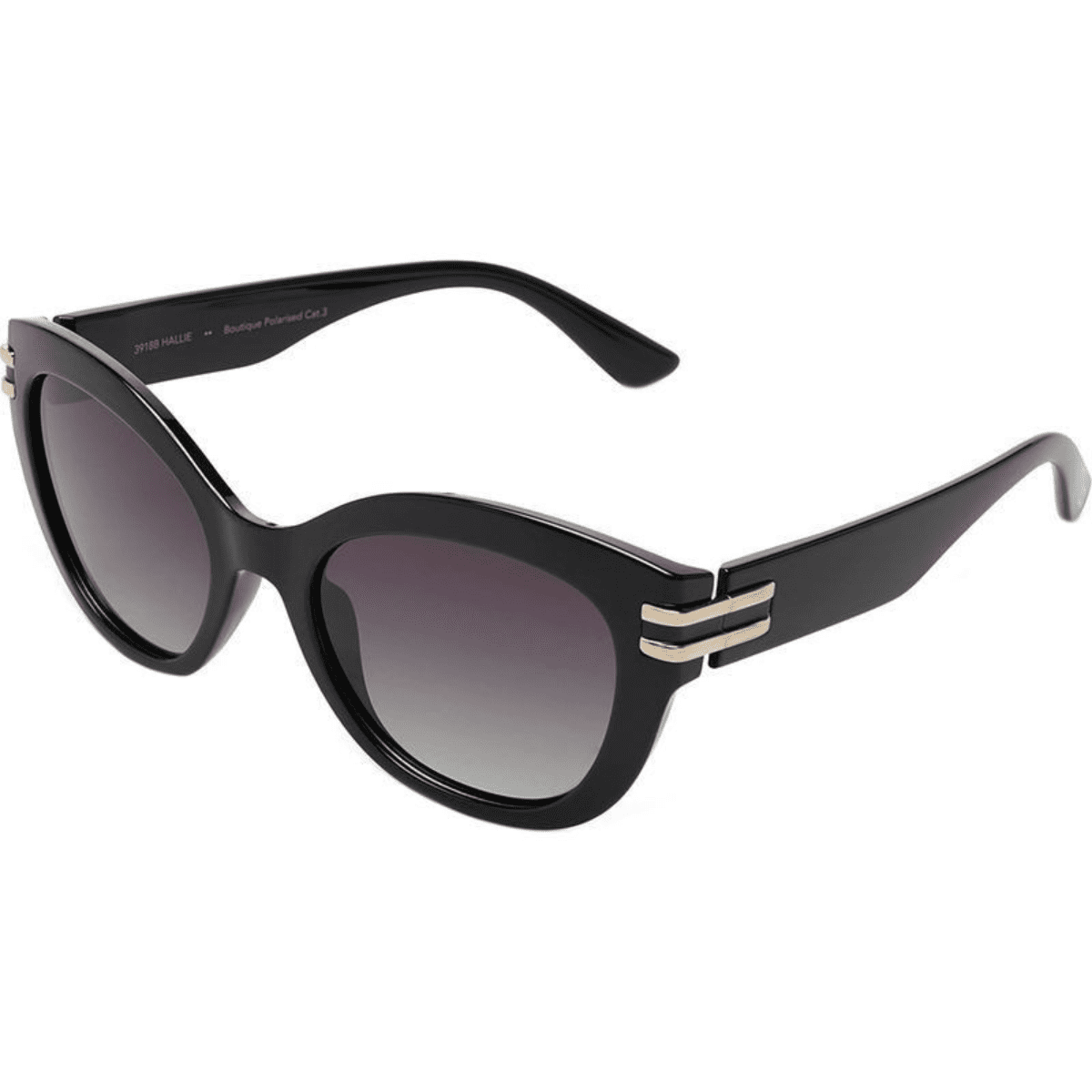 LOCELLO HALLIE 3918B Black gold accent cat eye premium collection sunglass culture side