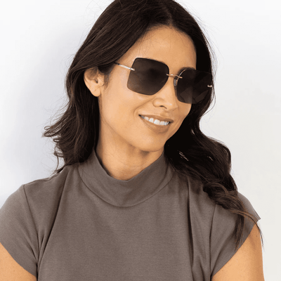 LOCELLO KENDALL 3900A GOLD brown grey square frameless womens sunglass culture model