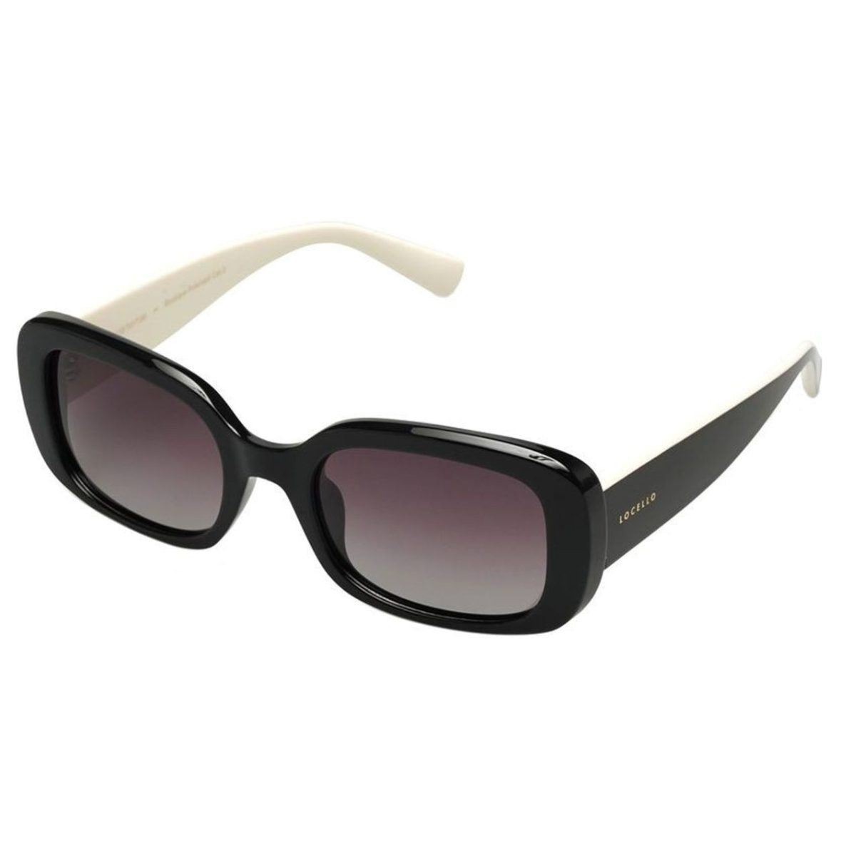 LOCELLO TAYTUM 3923B BLACK white sunglass culture coomera rectangle modern womens polarised sunnies side view
