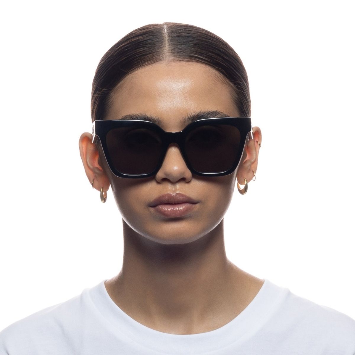 Le Specs Star Glow 2352203 Black Khaki Square Oversized WOmens Sunglass Culture Front Female Model