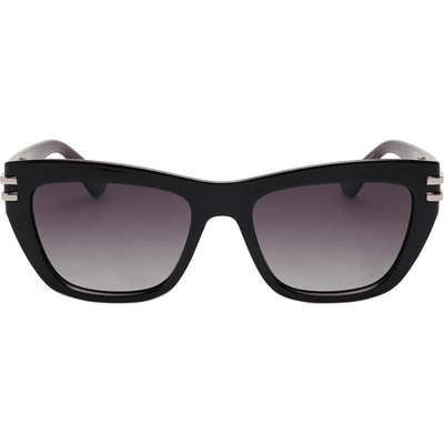 Locello Paige 3917B Black Polarised gold details hinge premium collection womens square cat eye sunglass front