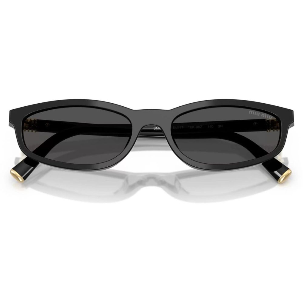 MIU MIU A06 16K08Z 54 Black Grey lens sunglass culture oval irregular shape sunnies store coomera gold