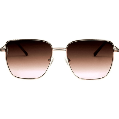 Otra eyewear rita gold brown rounded square metal womens sunglass culture front