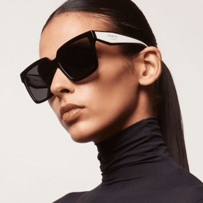 PRADA 24ZS 1AB5SO BLACK AND WHITE square frame sunglass culture sunnies store online coomera