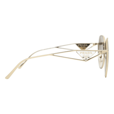 PRADA 57YS ZVN3D0 57 PALE GOLD geometric butterfly metal frame light brown gold sunglass culture symbole cut out arm