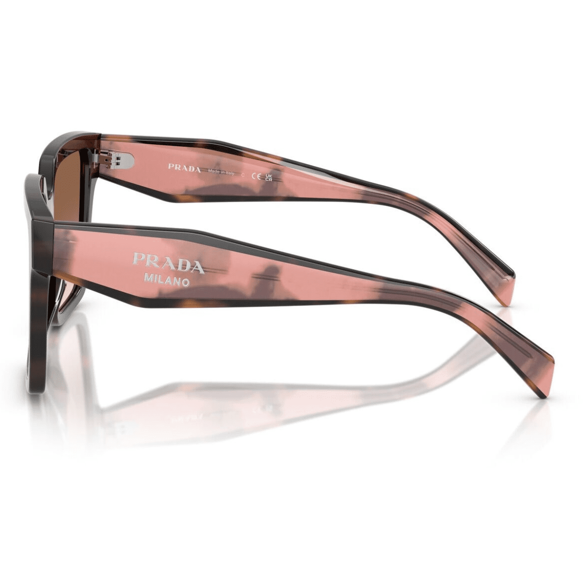 Prada PR24ZS 23A0A6 56 Mauve Tortoise Brown Gradient Lenses ladies womens square oversize sunglass culture side geometric temple arms