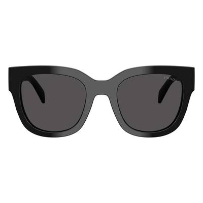 Black Prada sunglasses with dark lenses on a white background