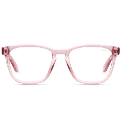 QQUAY HARDWIRE Pink clear blue light blocker front sunglass culture