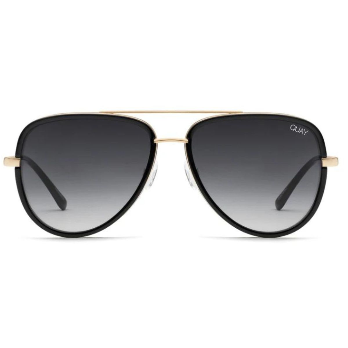 Quay All In Mini Black Smoke Gold Aviator Womens Sunglass Culture Front