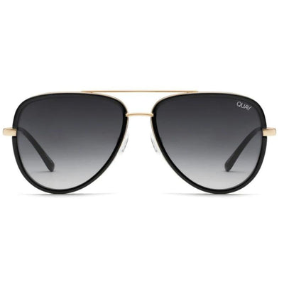 Quay All In Mini Black Smoke Gold Aviator Womens Sunglass Culture Front