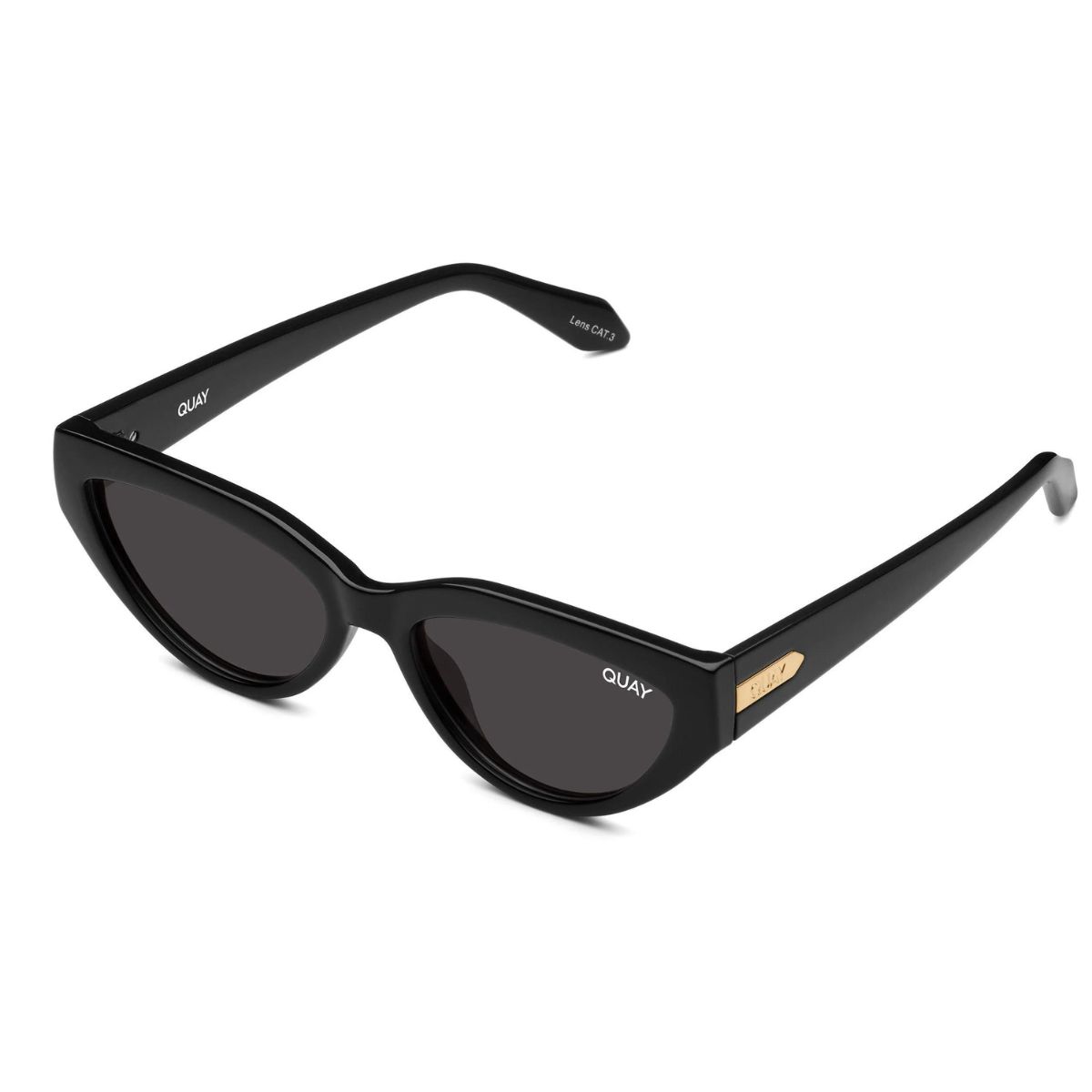 Quay Narrow Down Black Smoke Polarised Womens Cateye Sunglass Culture Side