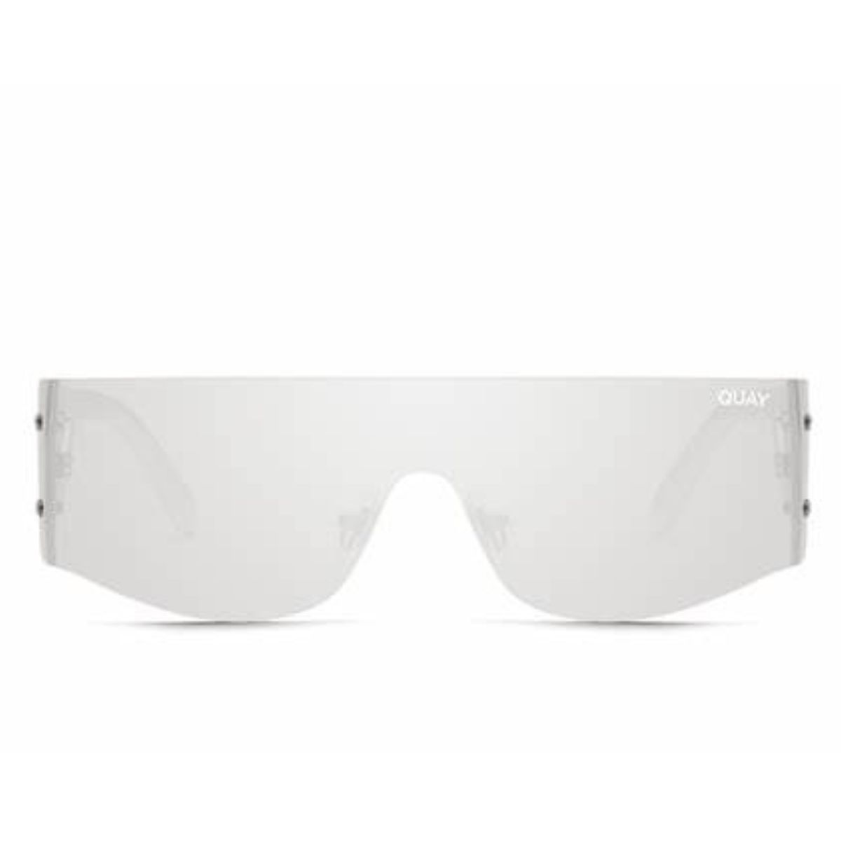 Quay New Wave Silver Wrap Y2K Shield Metallic Unisex Sunglass Culture Front