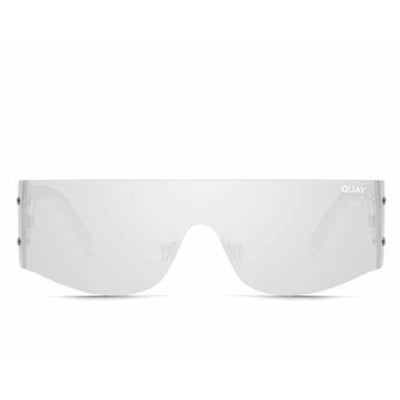 Quay New Wave Silver Wrap Y2K Shield Metallic Unisex Sunglass Culture Front
