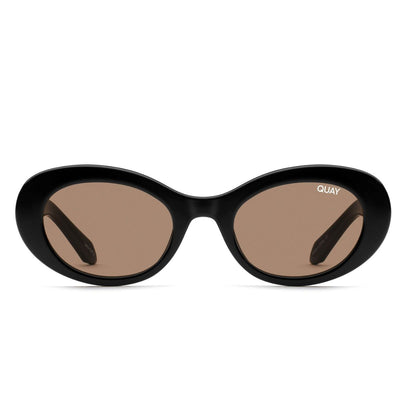 Quay SHOW UP Black Brown Women's Oval Sunglass Culture Front
