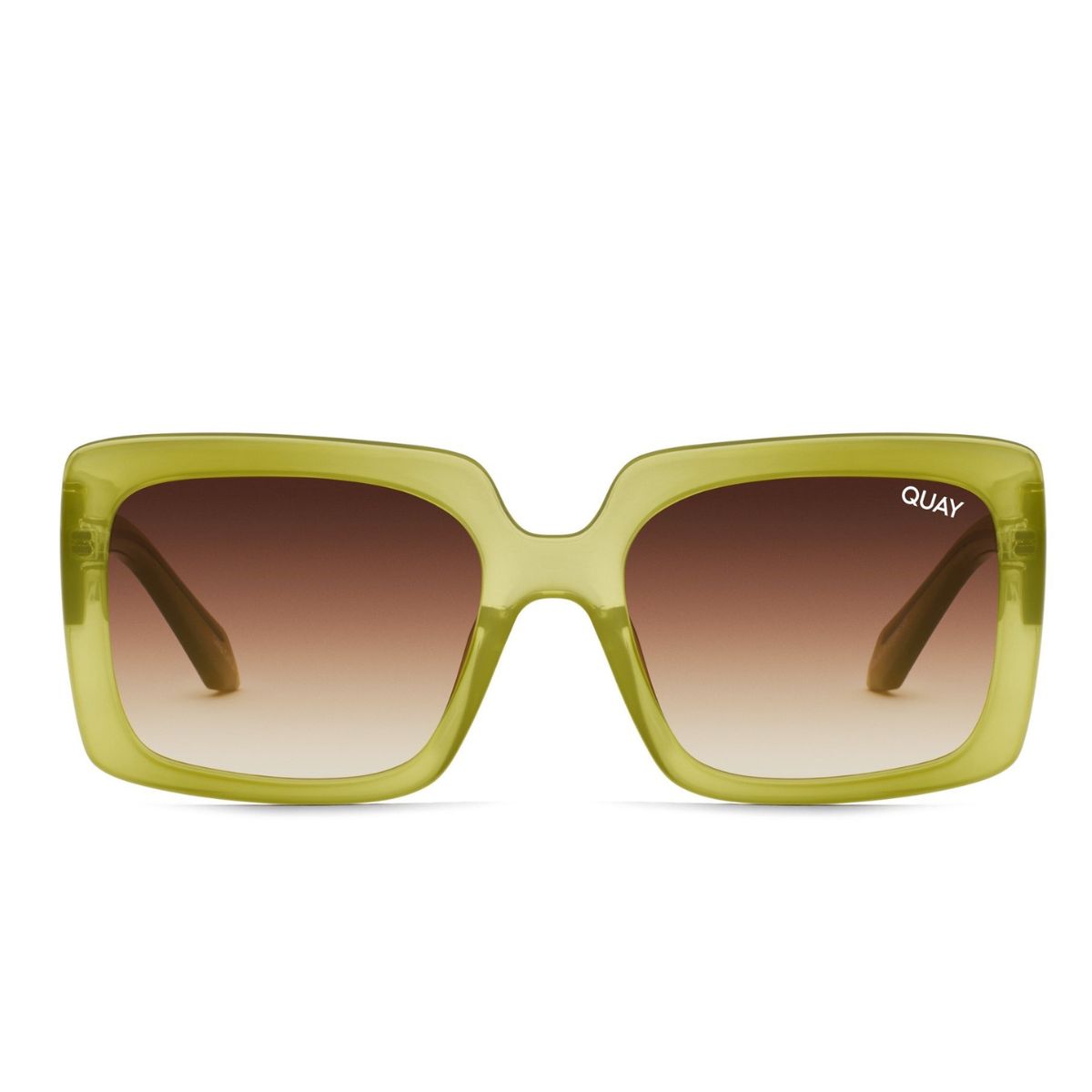 Quay Total Vibe Green Brown Unisex Square Sunglass Culture Front
