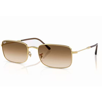 RB 3746 001 51 56 ray ban metal rectangle gold brown fade gradient glass sunglass culture coomera