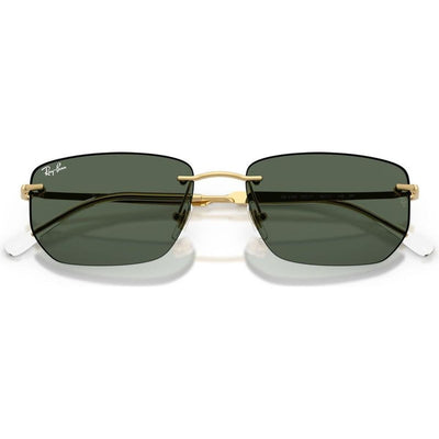 RB3768 001 71 56 green gold rimless sunglass culture slim coomera rayban metal arms legs temples