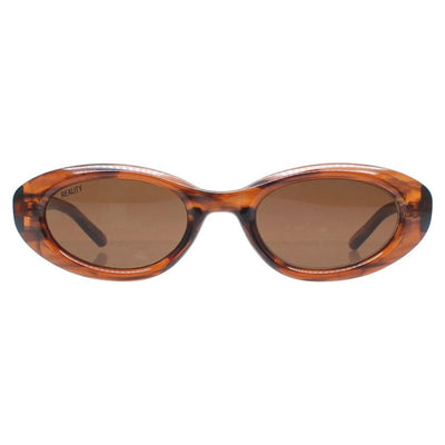 REALITY ARBELLA bark brown sunglass culture coomera front oval sunnies