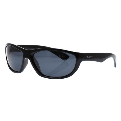 REALITY EYEWEAR UNDERGROUND JETT BLACK GREY Lens Polarised sunglass culture wrap sleek slim side