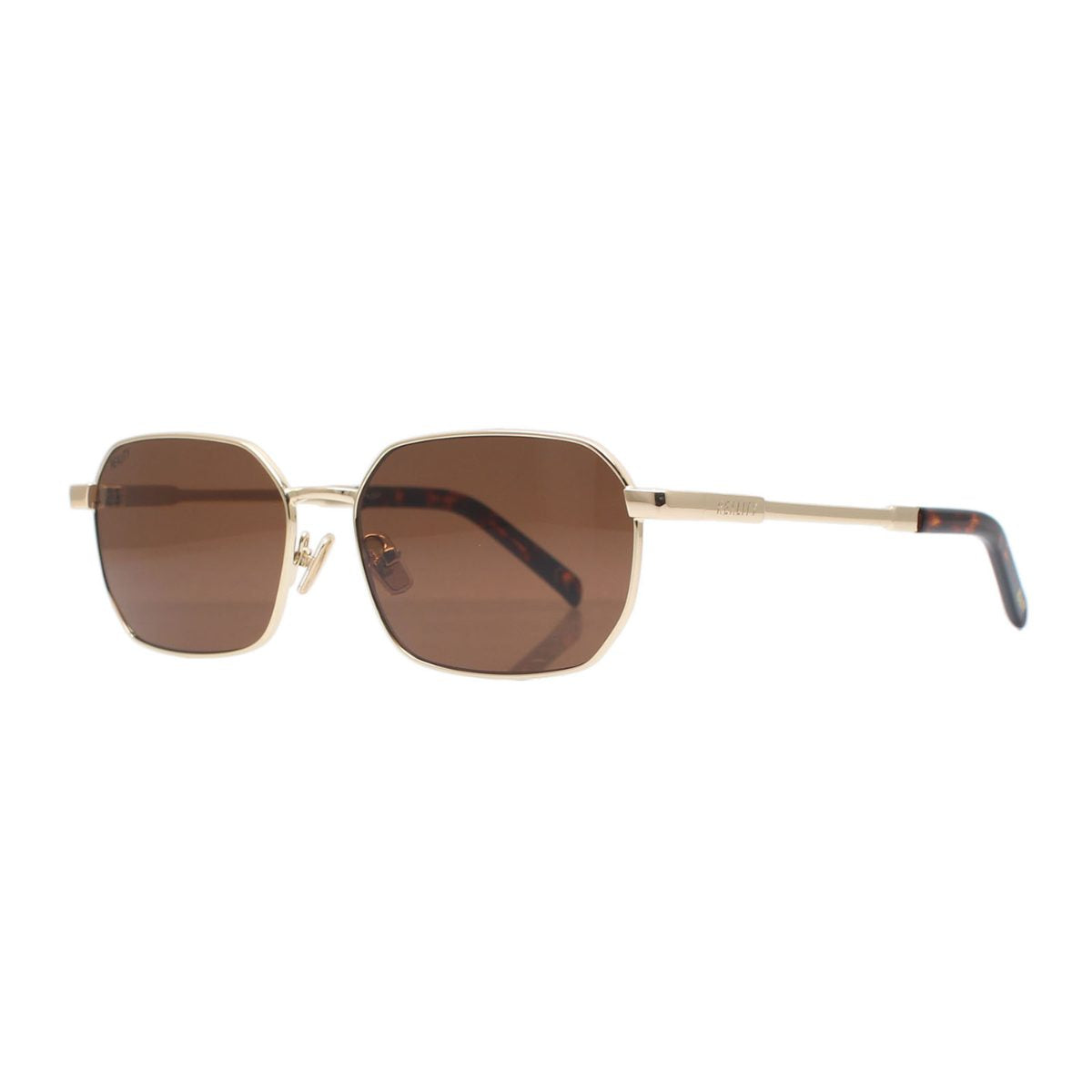 REALITY LIMELIGHT GOLD BROWN rectangle metal sunglass culture coomera side