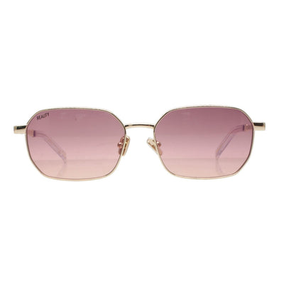 REALITY LIMELIGHT GOLD BROWN rectangle metal sunglass culture coomera sunset pink front