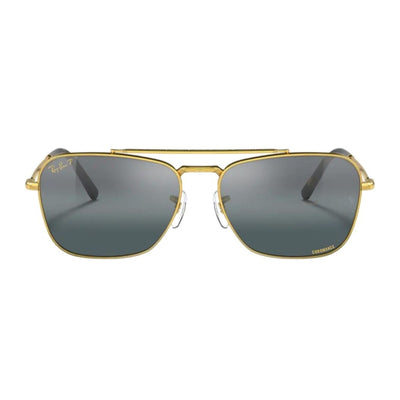 Ray-Ban RB3636 Caravan 9196G6 58 gold silver blue polarised chromance rectangle metal unisex aviator Sunglass Culture front