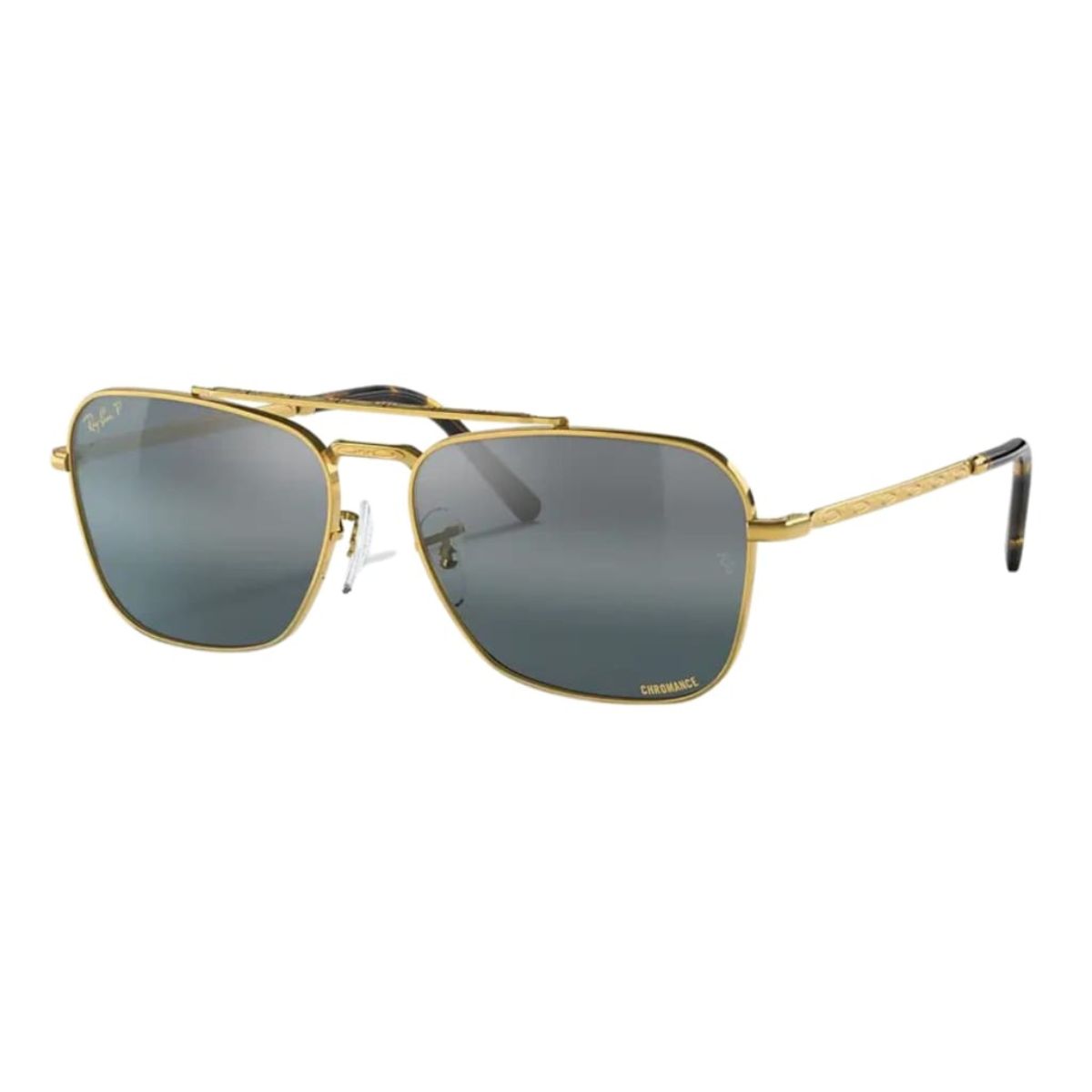 Ray-Ban RB3636 Caravan 9196G6 58 Chromance Gold Blue Silver gold silver blue polarised chromance rectangle metal unisex aviator Sunglass Culture side