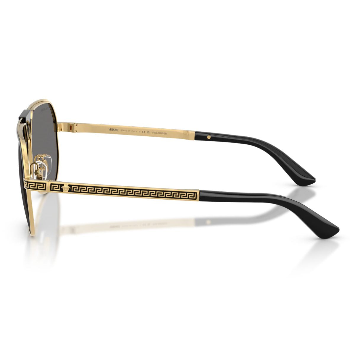 VE2294 100281 61 POLARARiSED Versace aviator unisex mens metal gold black grey sunglass culture temples