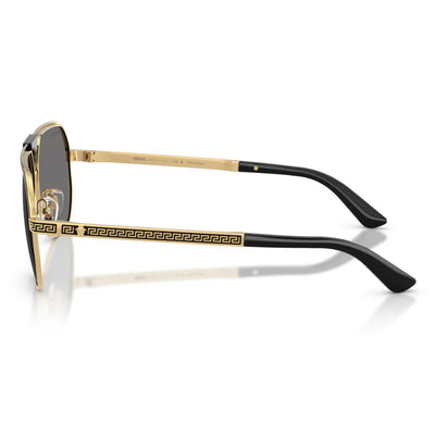 VE2294 100281 61 POLARARiSED Versace aviator unisex mens metal gold black grey sunglass culture temples