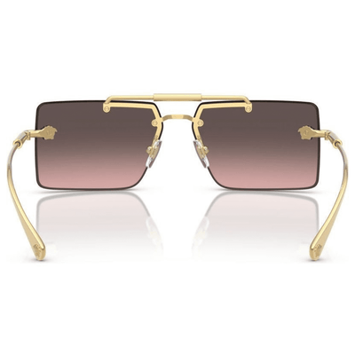 VERSACE 2245 100258 60 Gold grad lens pink silver rimless rectangle squar metal sunnies store coomera sunglass culture back