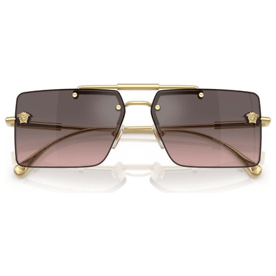 VERSACE 2245 100258 60 Gold grad lens pink silver rimless rectangle squar metal sunnies store coomera sunglass culture folded