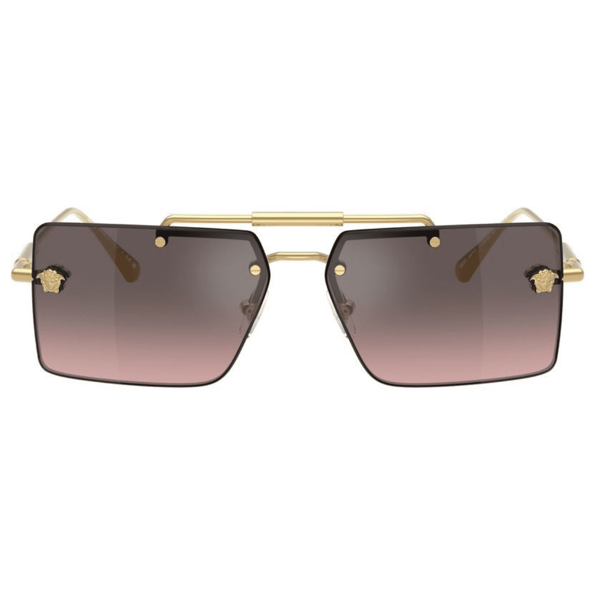 VERSACE 2245 100258 60 Gold grad lens pink silver rimless rectangle squar metal sunnies store coomera sunglass culture front