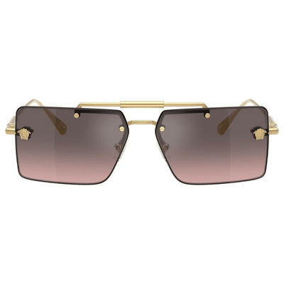 VERSACE 2245 100258 60 Gold grad lens pink silver rimless rectangle squar metal sunnies store coomera sunglass culture front