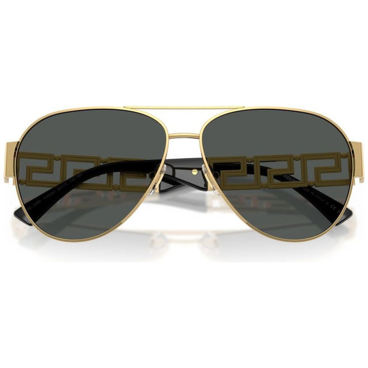 VERSACE VE2289 100287 61 gold grey aviator sunglass culture coomera grec collection arm design folded